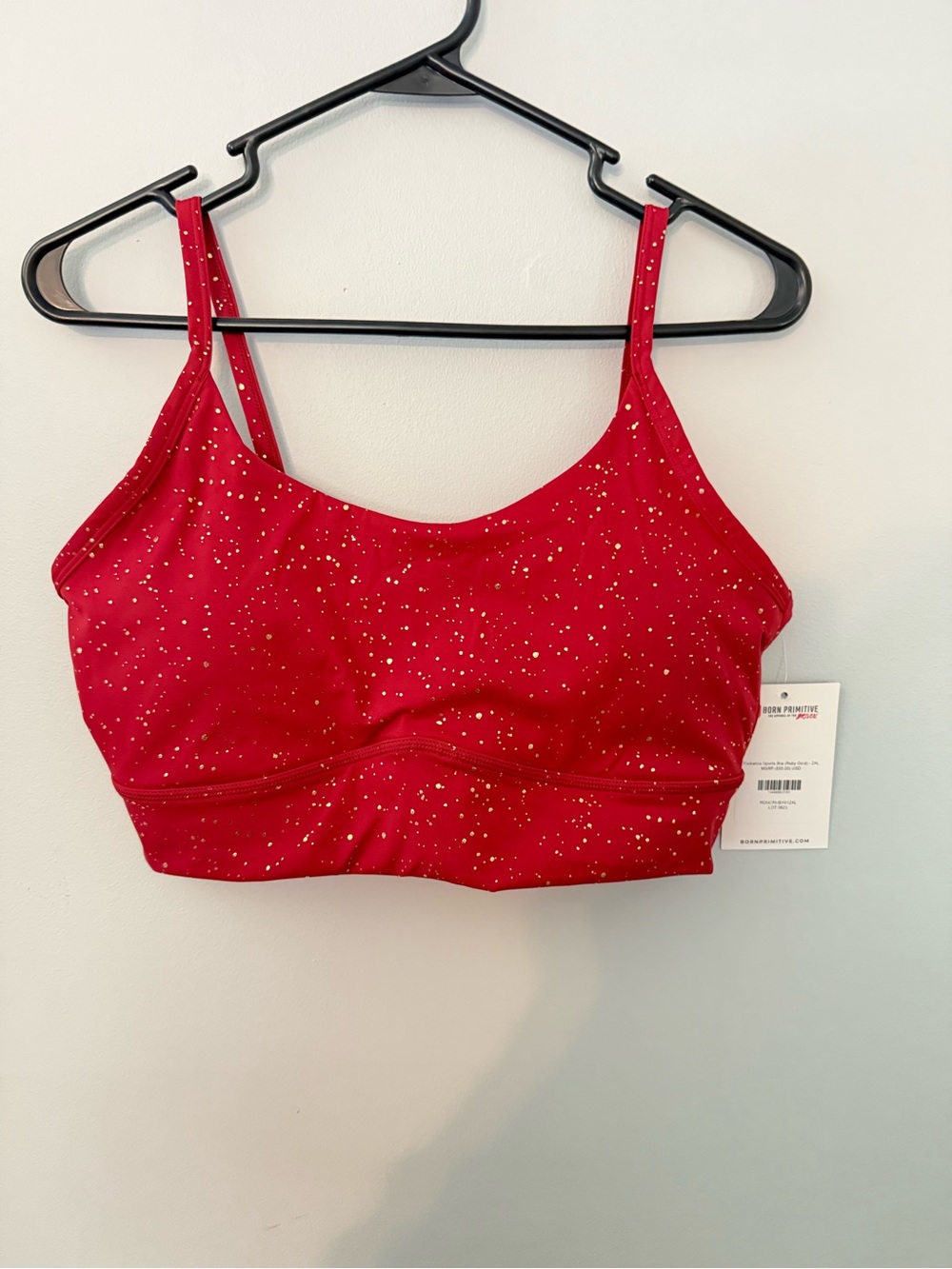 NWT Born Primitive Radiance Sports Bra size XL red and gold